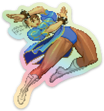 Load image into Gallery viewer, Chun Li Pixel Holographic Vixen Sticker #4 - Pixel X