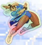 Load image into Gallery viewer, Chun Li Pixel Holographic Vixen Sticker #4 - Pixel X
