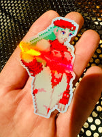 Load image into Gallery viewer, Morrigan Cosplaying Cammy Holographic Pixel Vixen Sticker #46