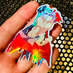 Load image into Gallery viewer, Morrigan & Lilith Darkstalkers Holographic Pixel Vixen Sticker #11 - Pixel X