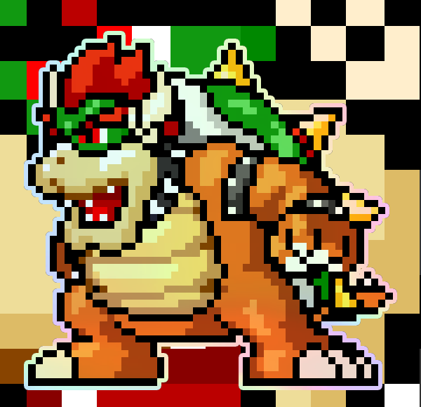 Bowser Mario Pixel Art Holographic Sticker #3