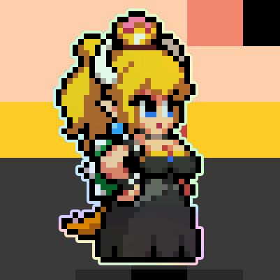 Bowsette Mario Pixel Art Holographic Sticker #1
