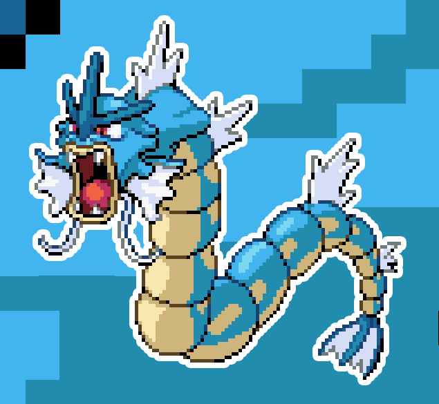 Gyarados Pokemon Holographic Pixel Art Sticker #10