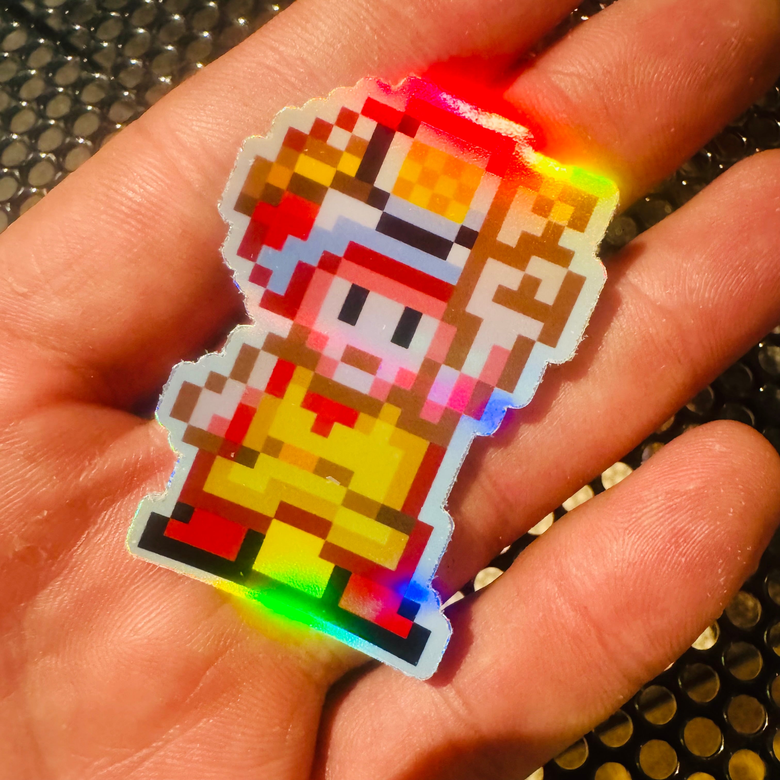 Capt. Toad Mario Pixel Art Holographic Sticker #2