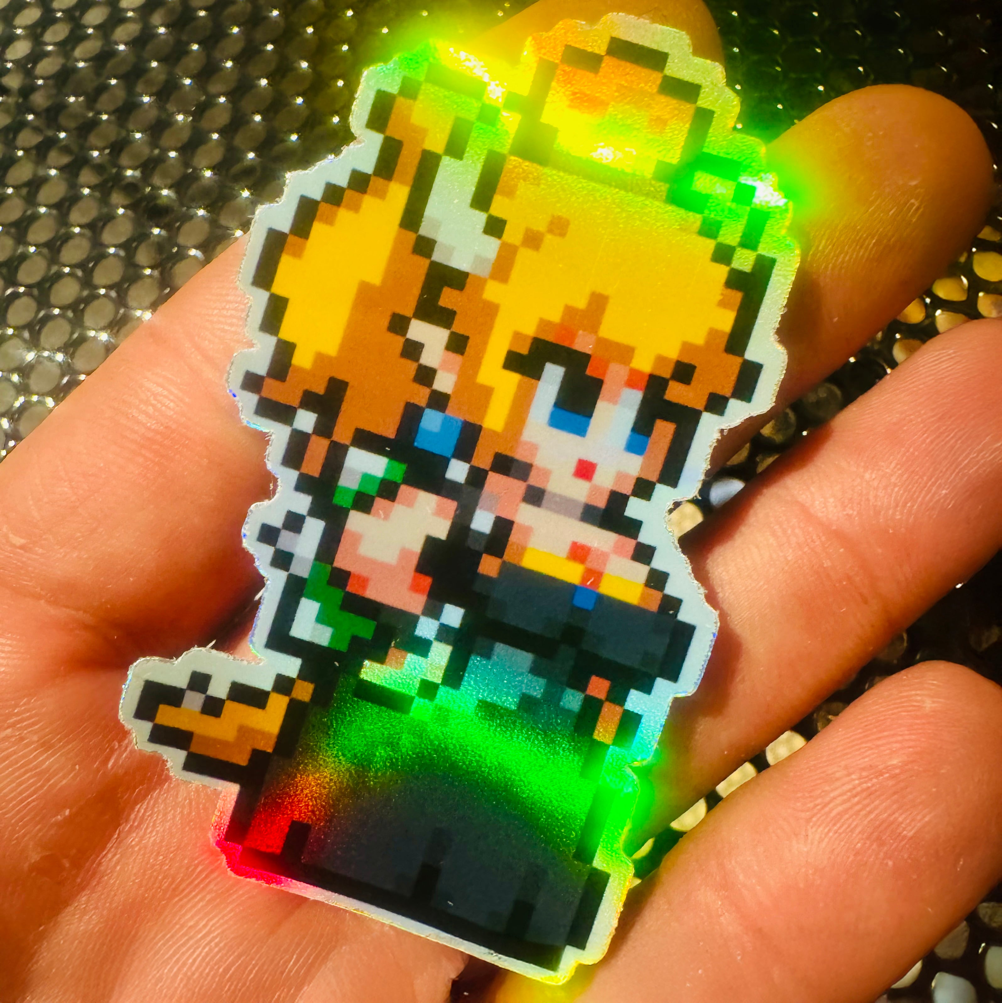Bowsette Mario Pixel Art Holographic Sticker #1