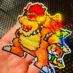 Load image into Gallery viewer, Bowser Mario Pixel Art Holographic Sticker #3
