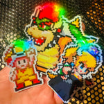 Load image into Gallery viewer, Bowsette Mario Pixel Art Holographic Sticker #1
