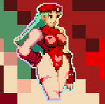 Load image into Gallery viewer, Morrigan Cosplaying Cammy Holographic Pixel Vixen Sticker  #46
