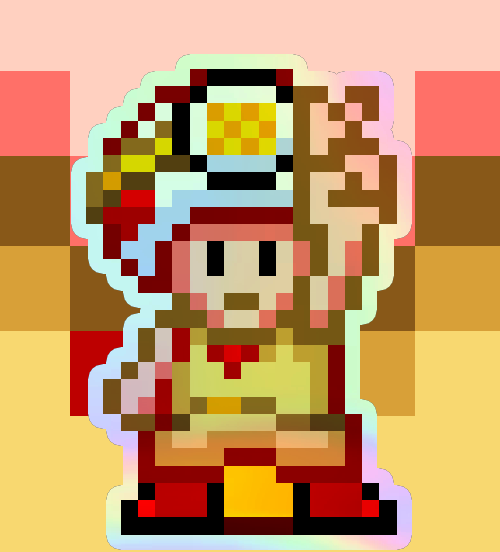 Capt. Toad Mario Pixel Art Holographic Sticker #2