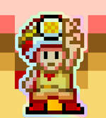 Load image into Gallery viewer, Capt. Toad Mario Pixel Art Holographic Sticker #2
