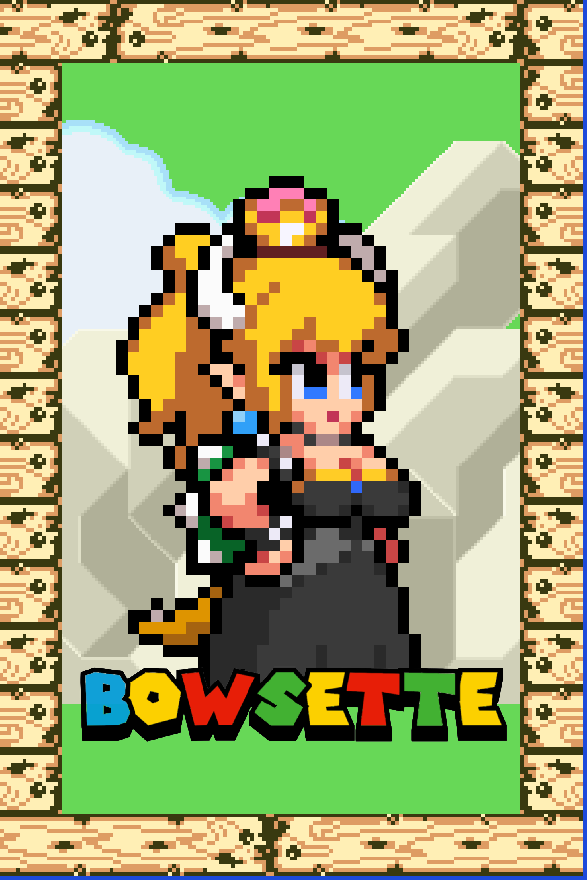 Bowsette Mario Pixel Art Holographic Sticker #1